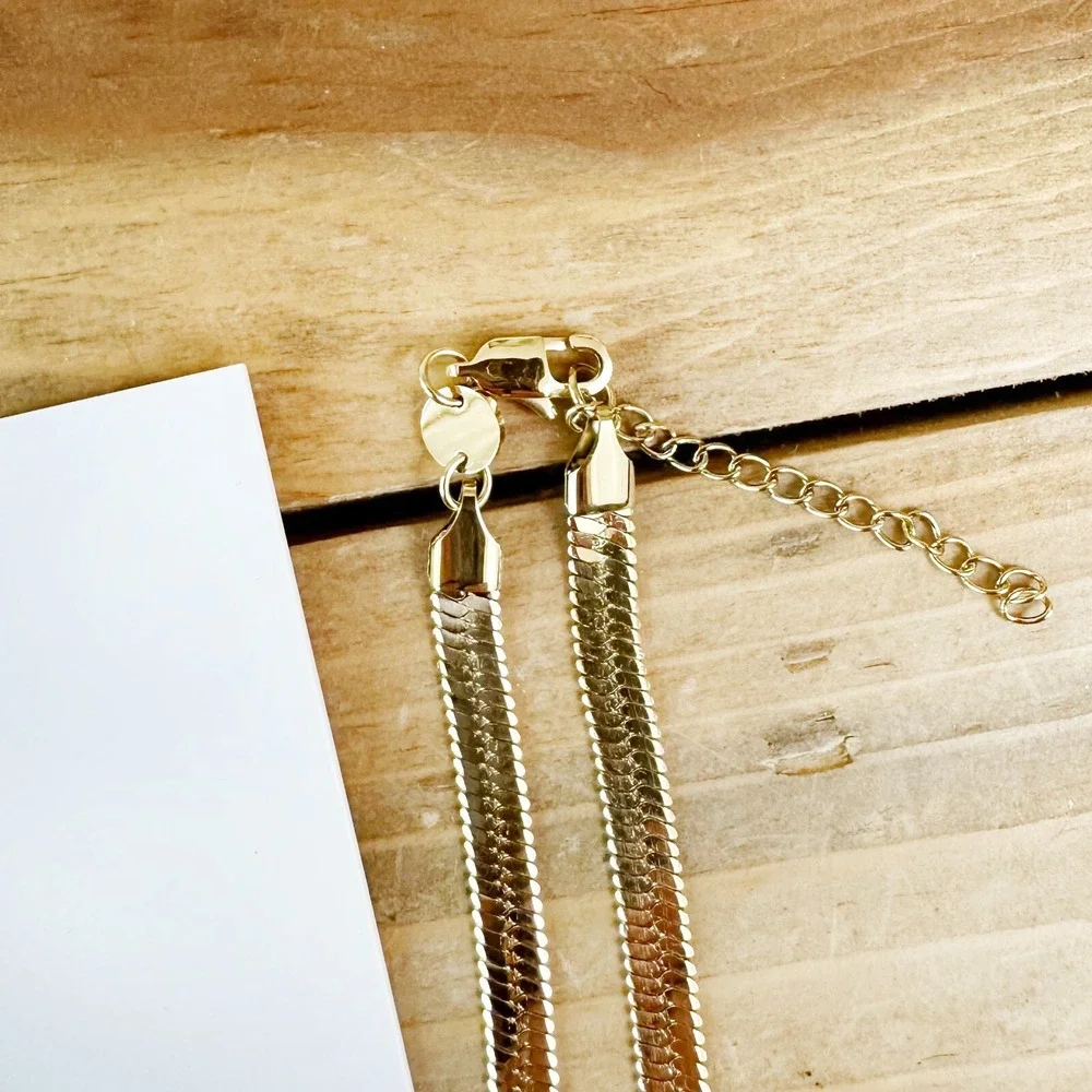 Jennifer Zeuner Hamilton Herringbone 14K Yellow Gold IP Plating Necklace 16